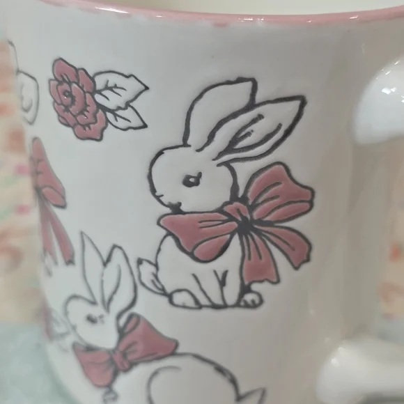 Cute Bunny Mug with Pink Accents - Picture 3 of 5